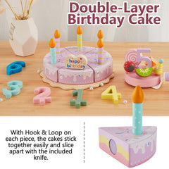 HERSITY wooden cake first layer with slices, great for counting and sharing
