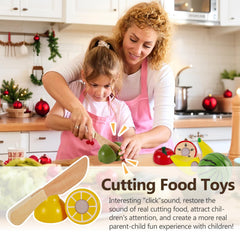 HERSITY wooden fruit watermelon image highlighting colorful pretend play in a kitchen scene.