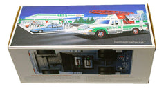 Hess 1994 Rescue Truck battery compartment powered by Energizer batteries for extended playtime.