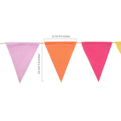 HESTYA pennant banner color close-up showcasing six vibrant colors.