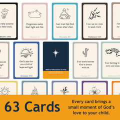 Hesuuho 63 biblical affirmations collection display of verse cards.
