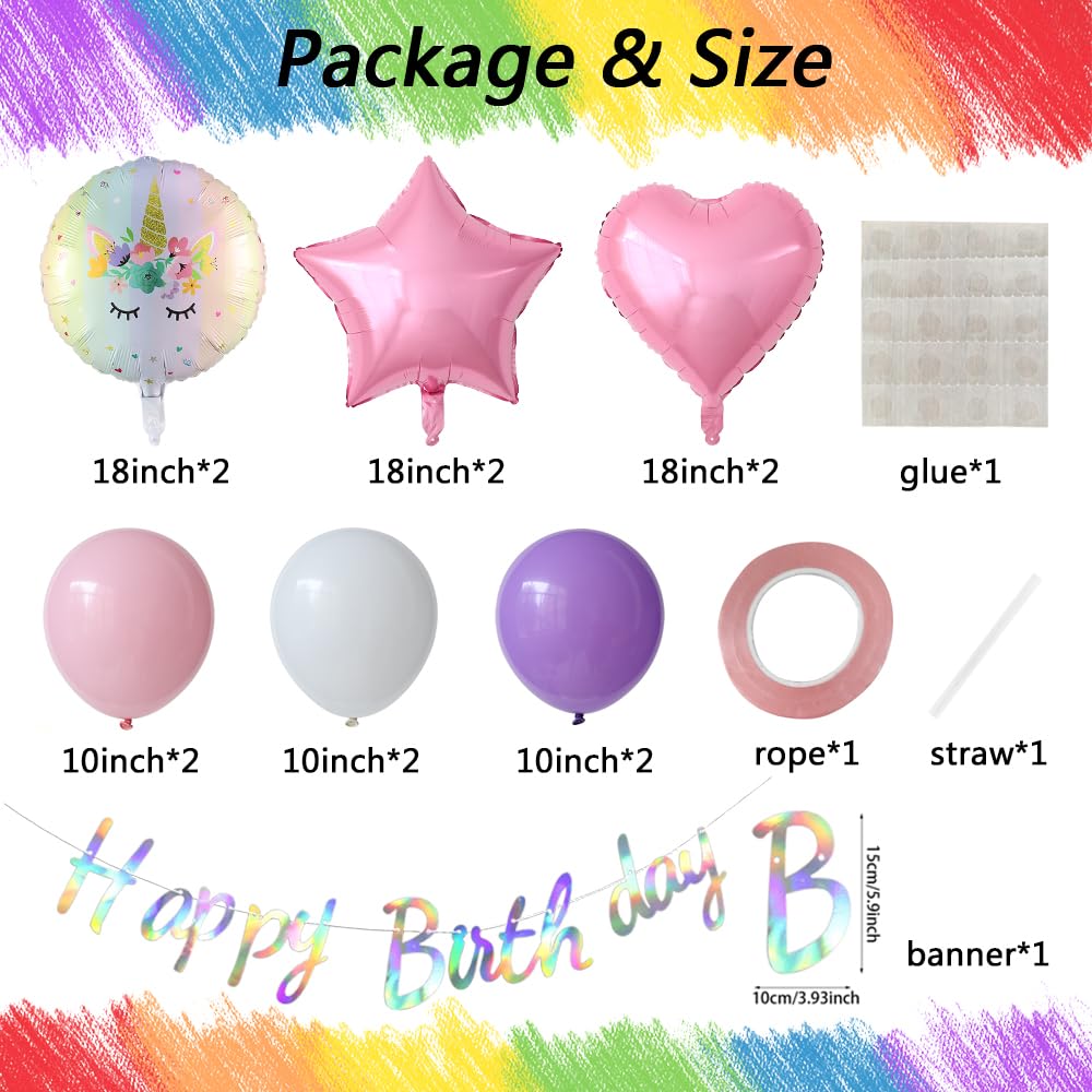 Heukikt unicorn balloon set rainbow balloon adds color to events