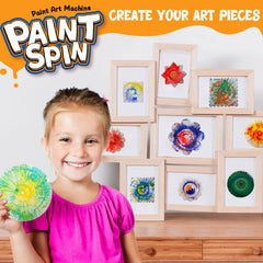Kids enjoy colorful splatter art with the splash guard protecting surfaces during play