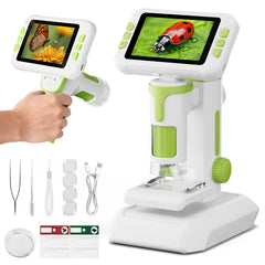 HEWEIMEI kids microscope on desk setup for classroom-style exploration.