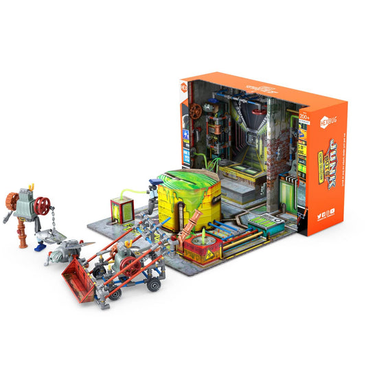 HEXBUG JUNKBOTS Power Sub Station unboxing reveals hidden parts and motion modules.