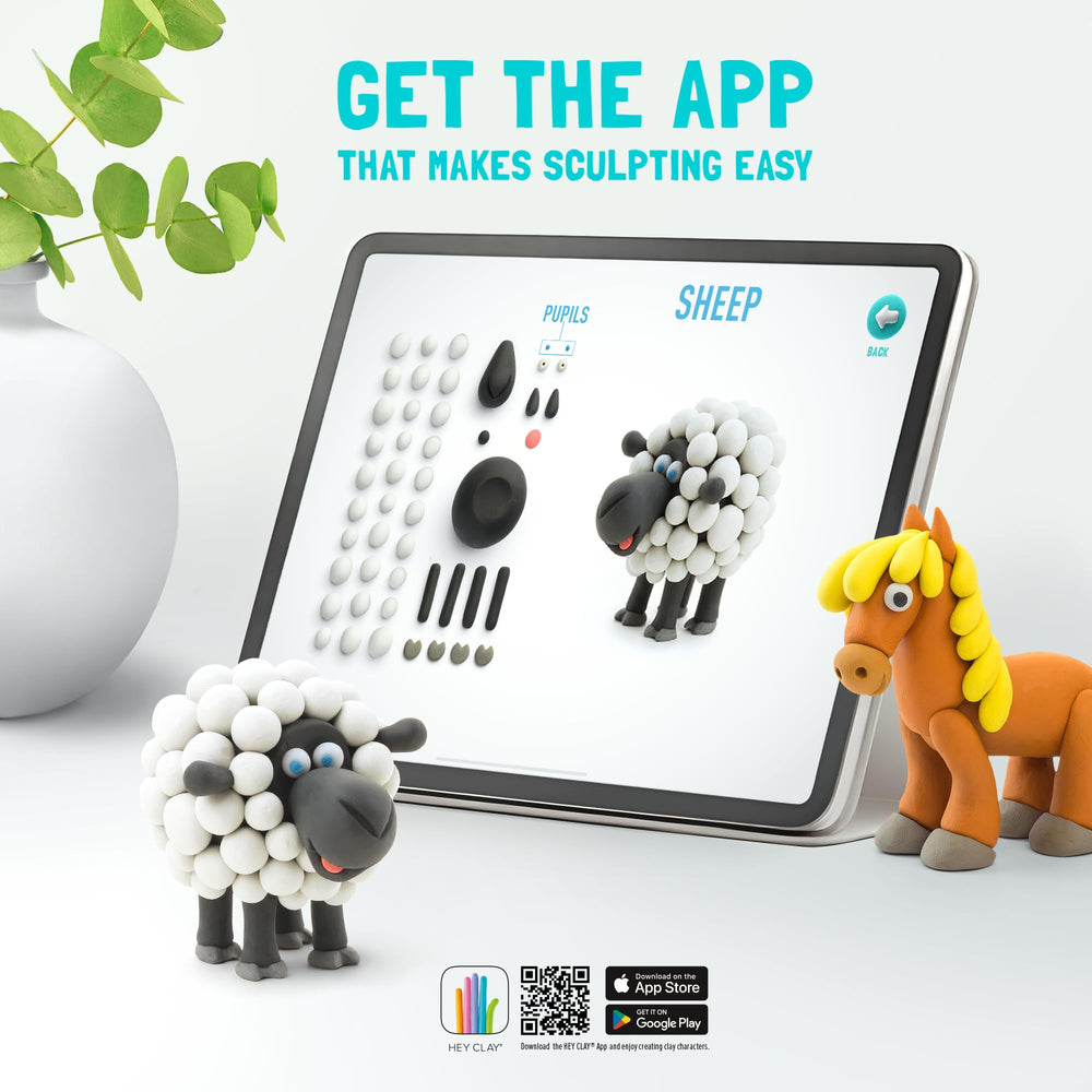 HEY CLAY Sheep figure in soft hues for cozy play scenes.