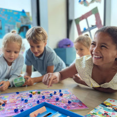 Hey Feelings Emotion Explorers character art guides discussion with friendly emotions.