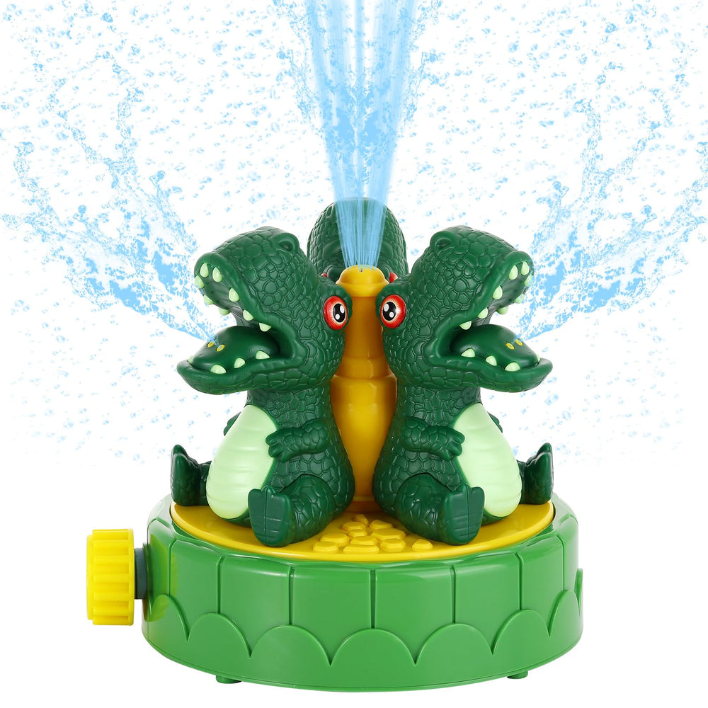 HeySplash dragon sprinkler front view with 360° spray for kids’ backyard play.