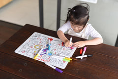 Debossed outlines guide tracing to support fine motor development.