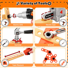Heygelo 50Pcs Kids Tool Set chainsaw head enhances realistic role-play scenarios