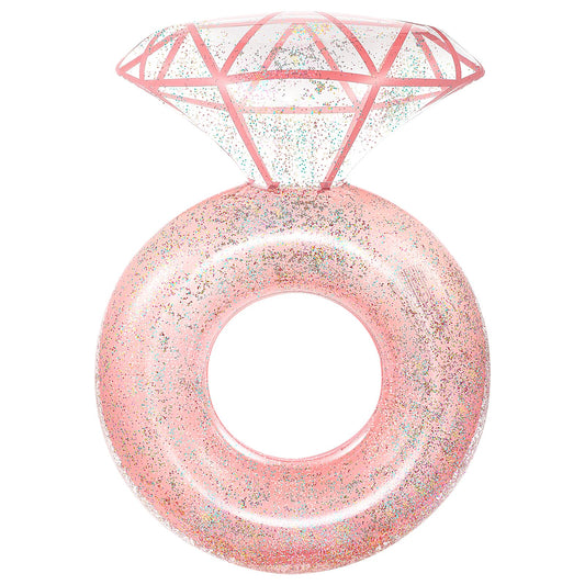 HeySplash Diamond Ring Pool Float in rose gold for photo-worthy moments