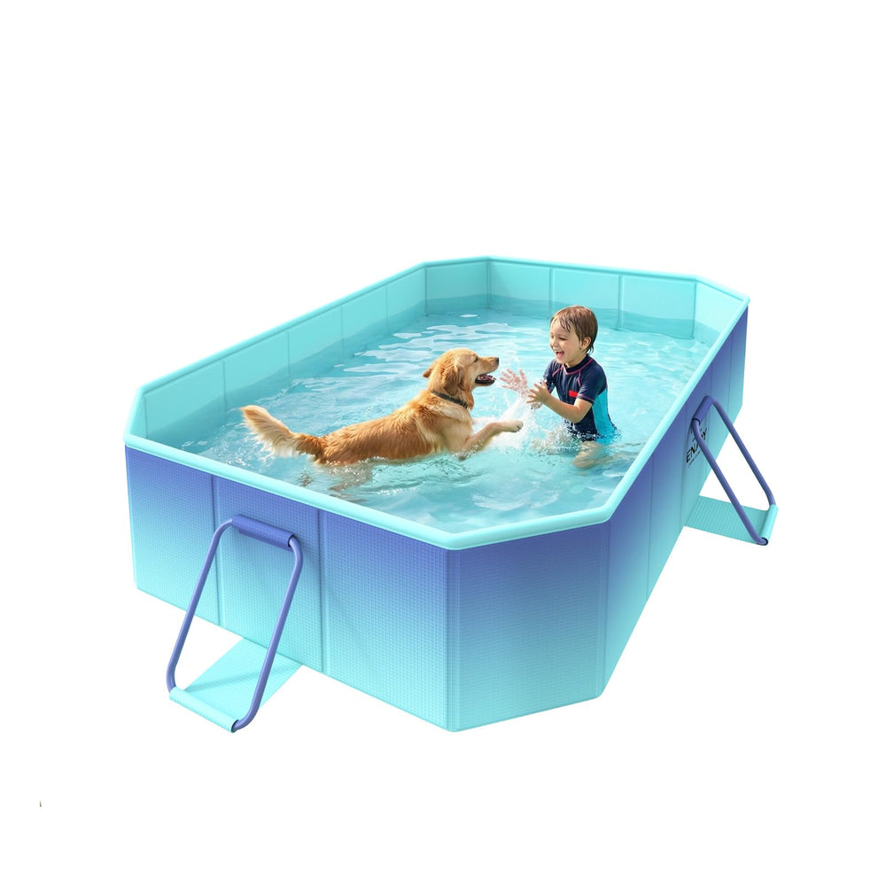 HeySplash Foldable Pool ice blue front view ready for family fun.