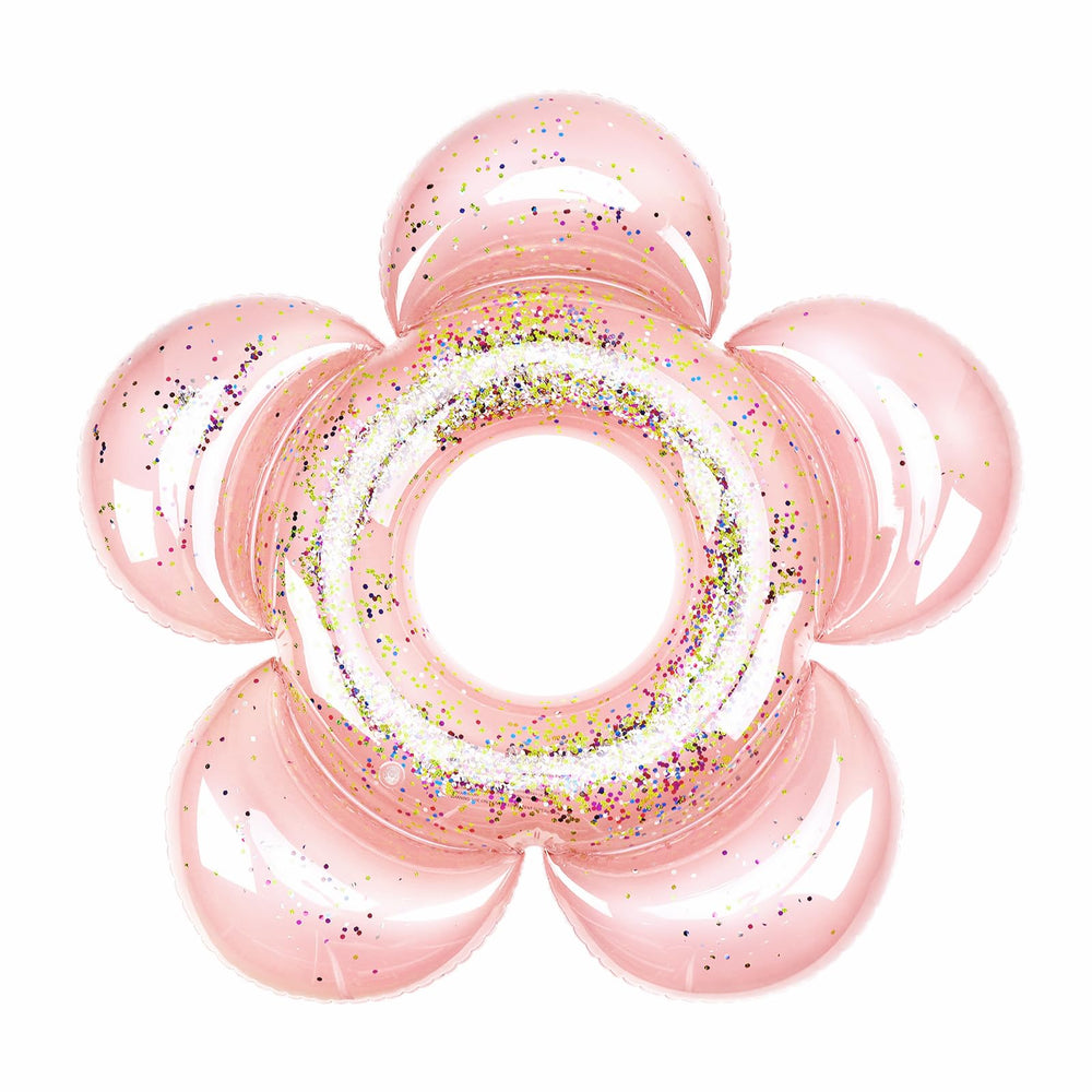 HeySplash pink glitter flower pool float for photos and fun