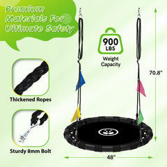 HeyZoo 48-inch saucer swing seat offers roomy space.