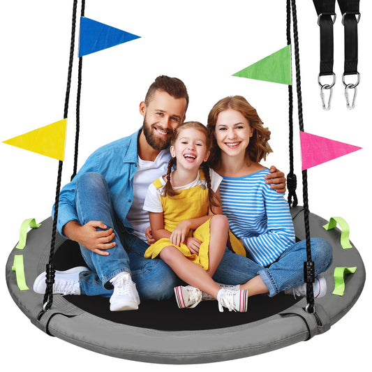 HeyZoo 48 inch tree swing assembly showing sturdy frame and straps for quick backyard setup