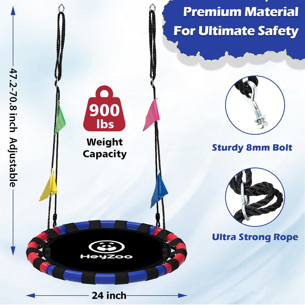HeyZoo saucer swing galvanized frame for durable outdoor setup