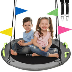HeyZoo 40-inch gray tree swing frame for sturdy backyard fun.