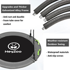 HeyZoo swing straps are included for secure outdoor installation.