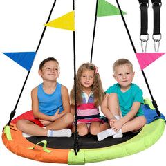 HeyZoo 48-inch tree swing in multicolor for backyard family fun.