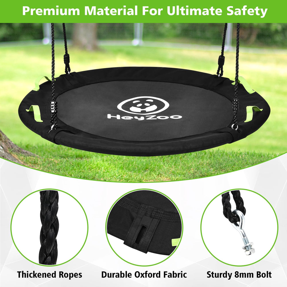 HeyZoo Tree Swing heavy-duty straps ensure secure hanging and long-lasting use.