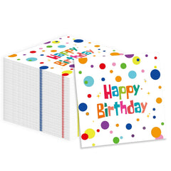 HFBOBP Happy Birthday napkins with colorful dots for festive table decor