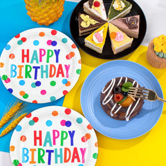 HFBOBP 6.5-inch birthday napkins with colorful dots for quick cleanup.