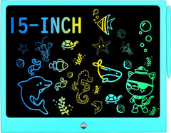 HHN LCD writing tablet 15in front view with vibrant colors for drawing.