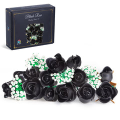 HI-REEKE black rose bouquet assembly as dramatic gothic centerpiece for home decor