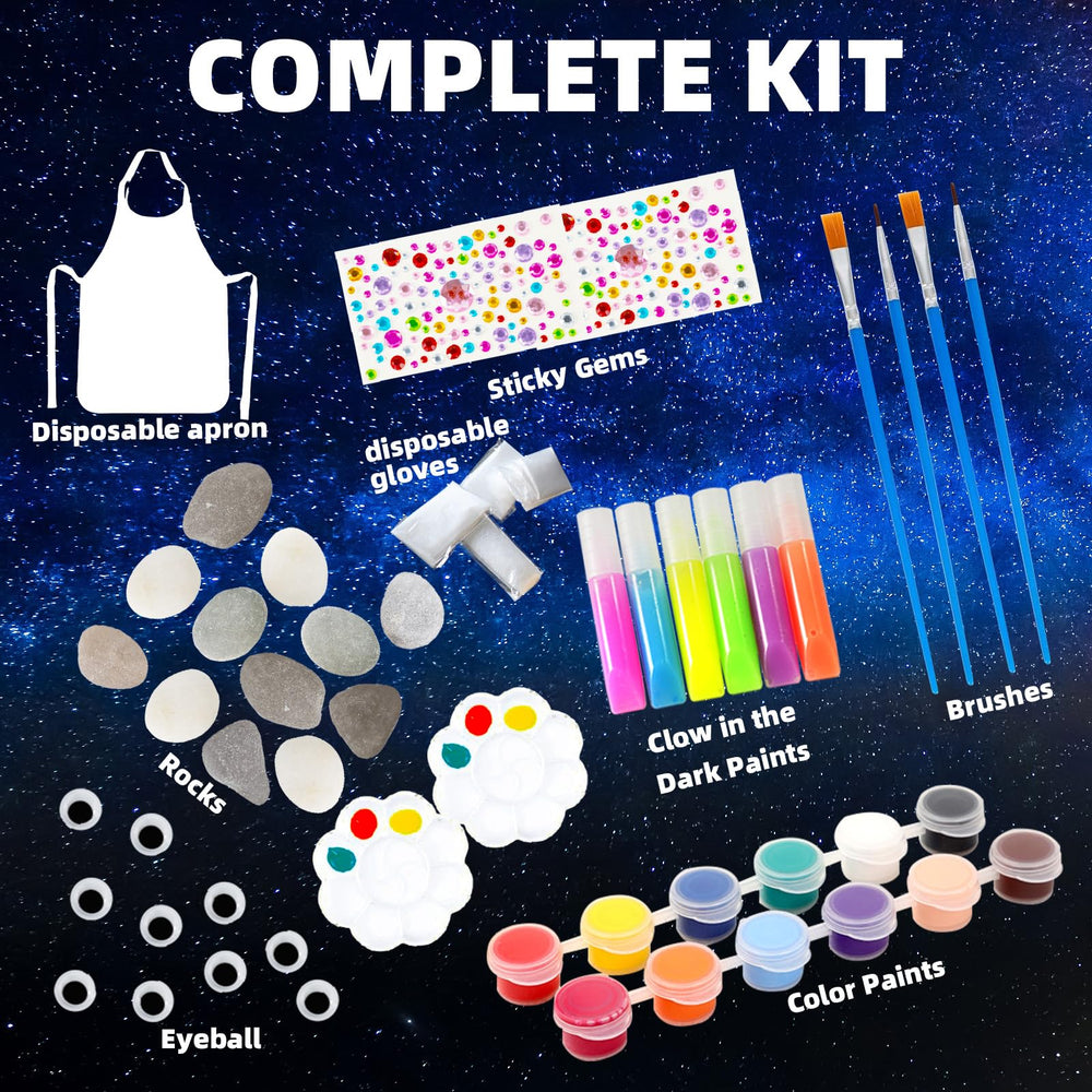 Hiawbon rock art kit brushes provide easy detailing for kids.
