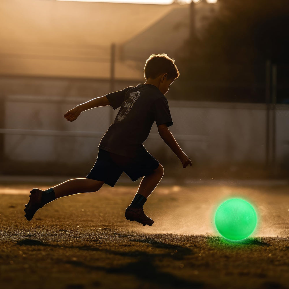 Hiboom glow ball ready for backyard, park, or beach games.