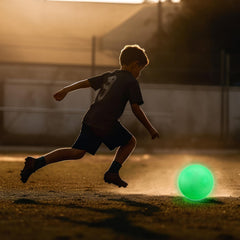 Hiboom glow ball ready for backyard, park, or beach games.