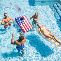 Hiboom inflatable cornhole setup showing quick inflation and setup