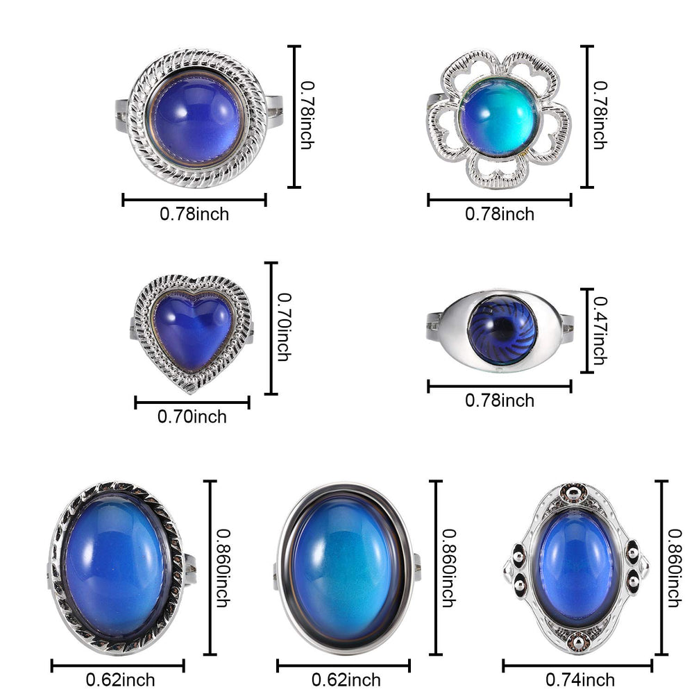 Hicarer mood ring adjustable size fits most kids and adults for comfortable wear.