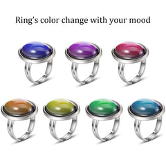 Hicarer mood ring color change visual shows temperature-based hues in daily outfits.