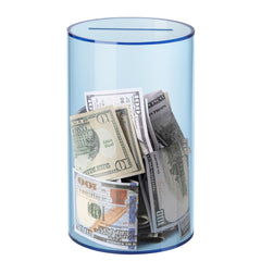 Hicocool clear piggy bank with deposit slot shows transparent savings progress.