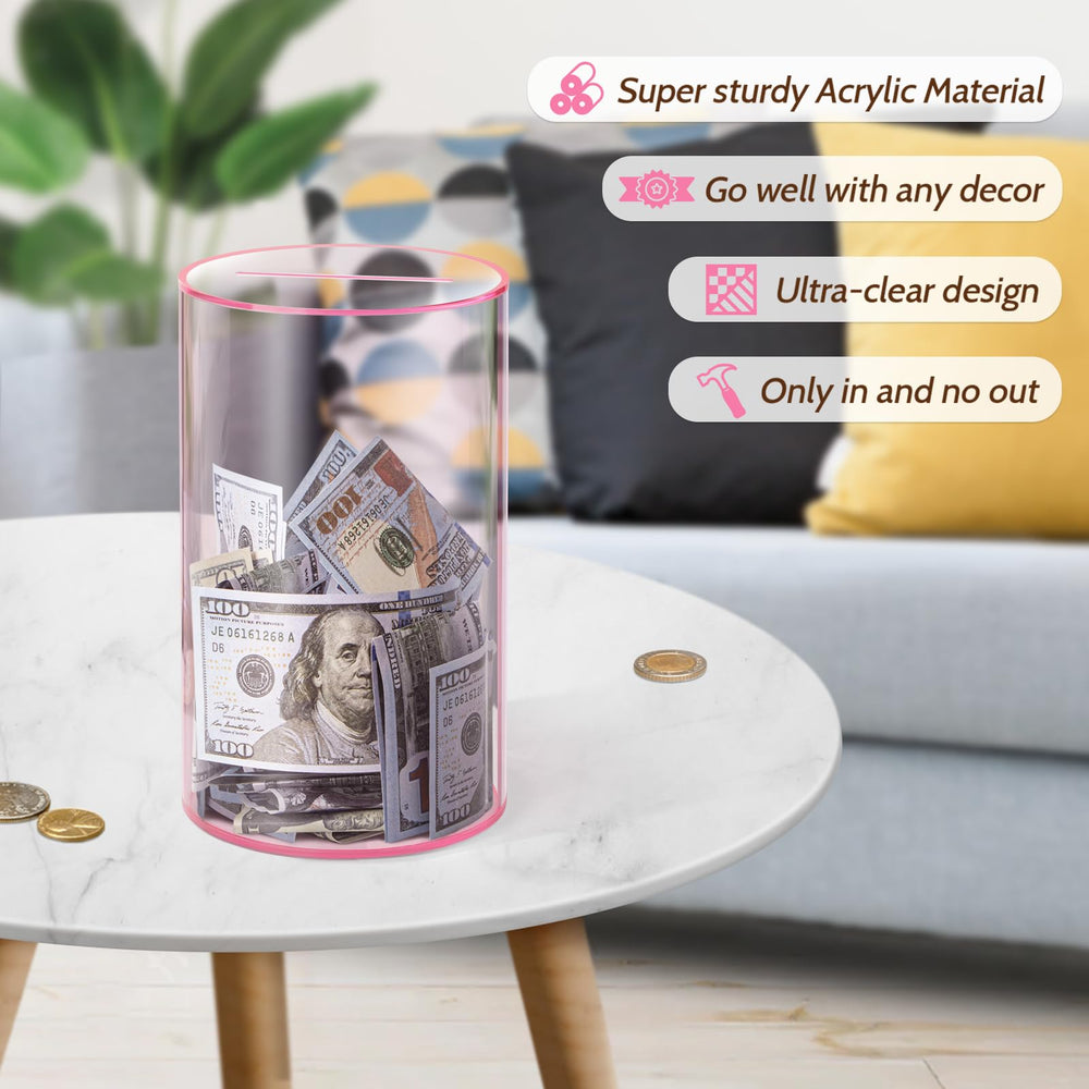 Hicocool piggy bank deposit slot shows easy coin and note entry