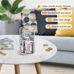 hicocool thick acrylic durable body conveys long-lasting money storage and reliability.