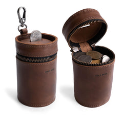 Hide & Drink leather coin pouch close-up showing full-grain texture for durability