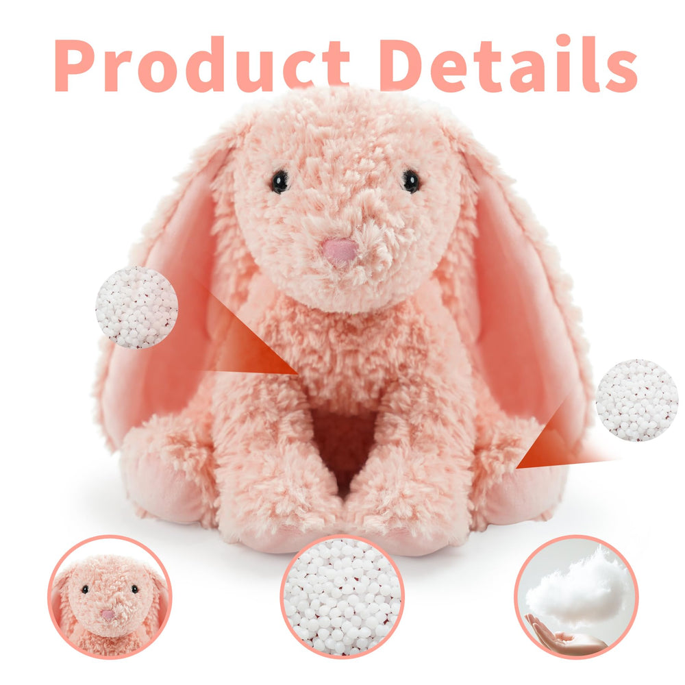Hideekoog pink bunny plush, eight point five inch size fits small hands
