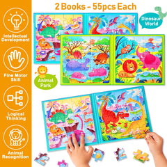 Hieoby 110-piece magnetic puzzle set encourages progressive problem solving.