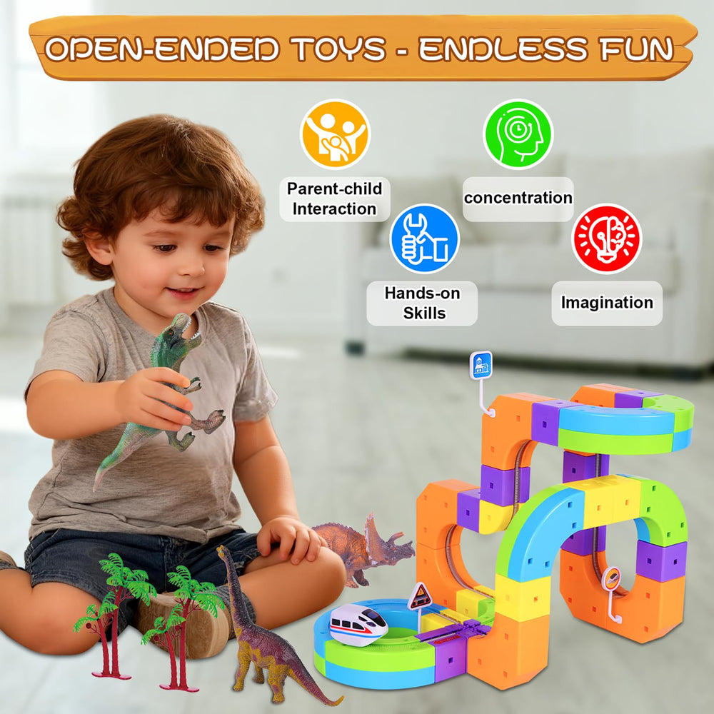 Hifun train set patented locking buckles simplify secure assembly.