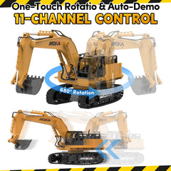 Highmall RC Excavator powered by dual 1200mAh batteries for longer sessions