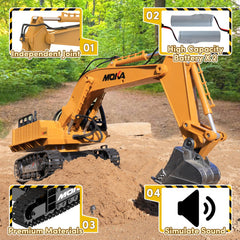 Highmall RC Excavator lights and sounds enhance immersive pretend construction play