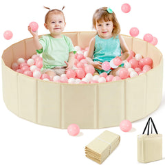 Hikiddy beige ball pit with 44 inch diameter for roomy toddler play indoors