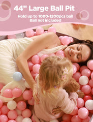Hikiddy ball pit assembled showing memory steel frame maintains shape