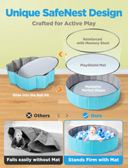 Hikiddy ball pit folded into portable storage bag for travel