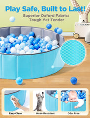 Hikiddy ball pit doubles as pet space in a cozy living area