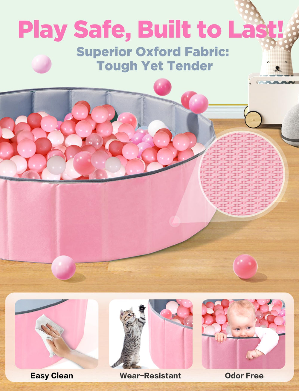 Hikiddy ball pit includes storage bag for tidy setup