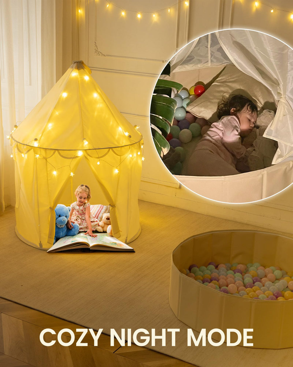 Hikiddy beige foldable tent with carry bag for easy transport