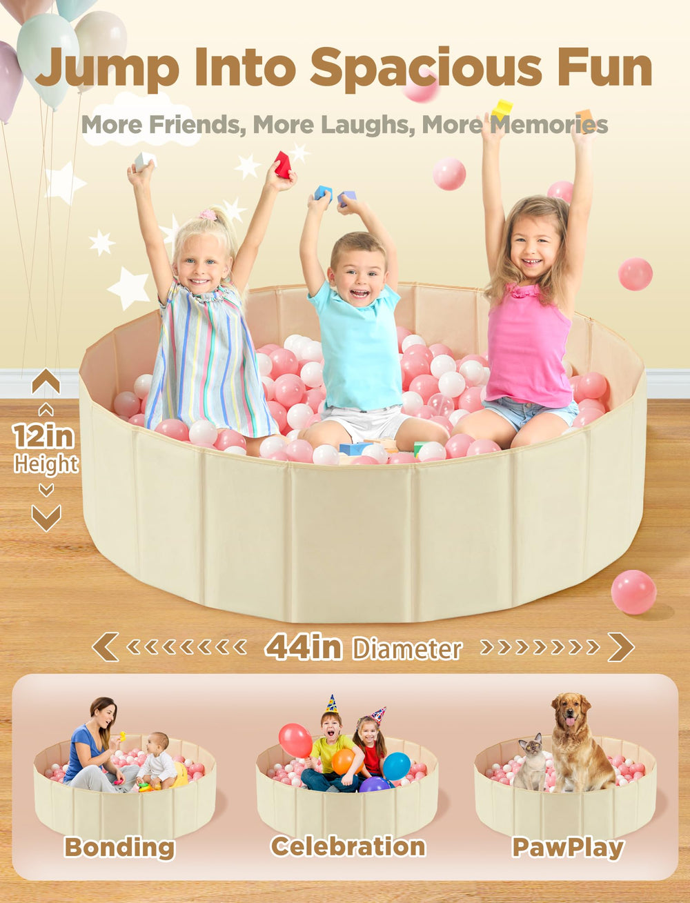 Hikiddy pop up playmat with memory steel supports maintains shape